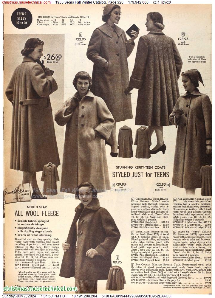 1955 Sears Fall Winter Catalog, Page 326