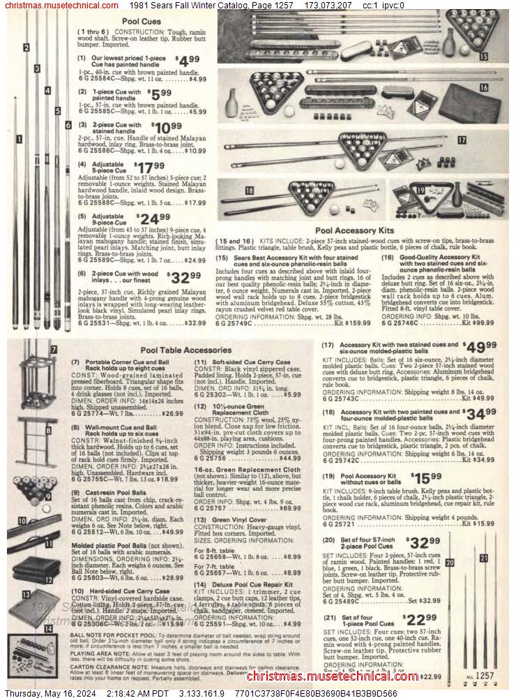 1981 Sears Fall Winter Catalog, Page 1257