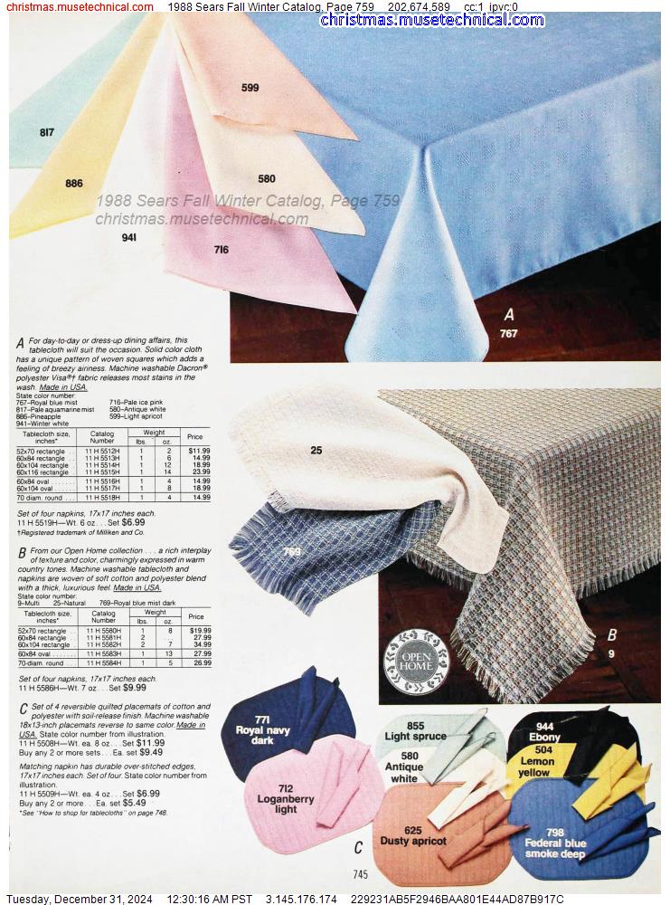 1988 Sears Fall Winter Catalog, Page 759