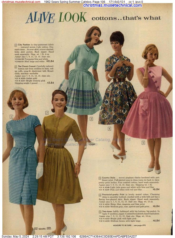 1962 Sears Spring Summer Catalog, Page 106