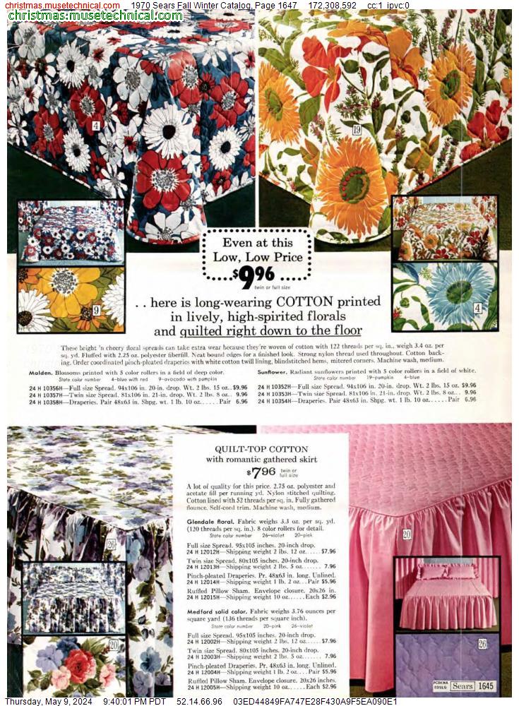 1970 Sears Fall Winter Catalog, Page 1647