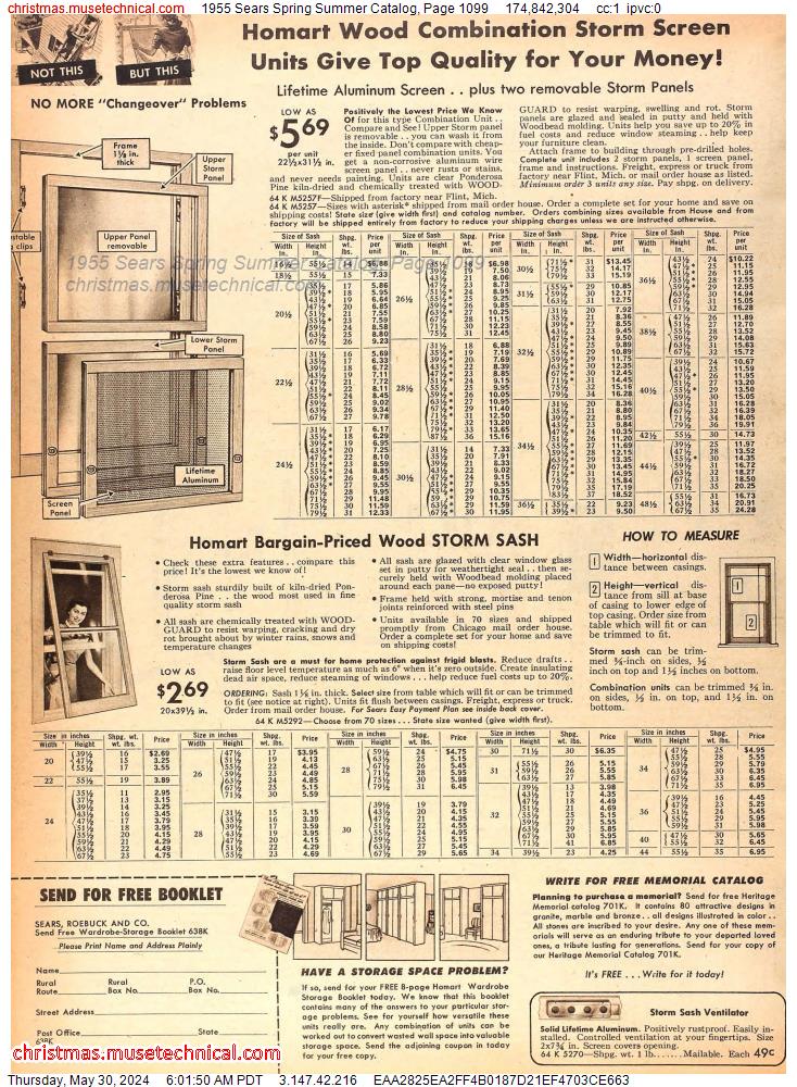 1955 Sears Spring Summer Catalog, Page 1099