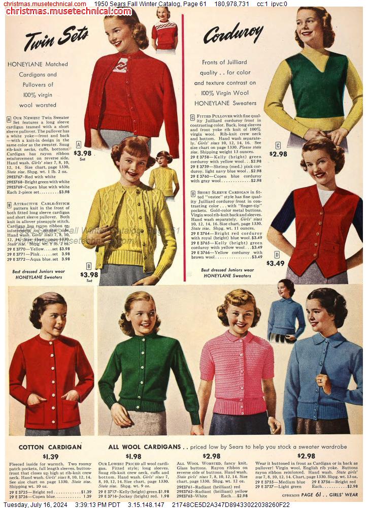 1950 Sears Fall Winter Catalog, Page 61