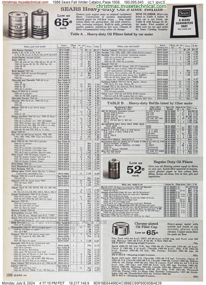 1966 Sears Fall Winter Catalog, Page 1008