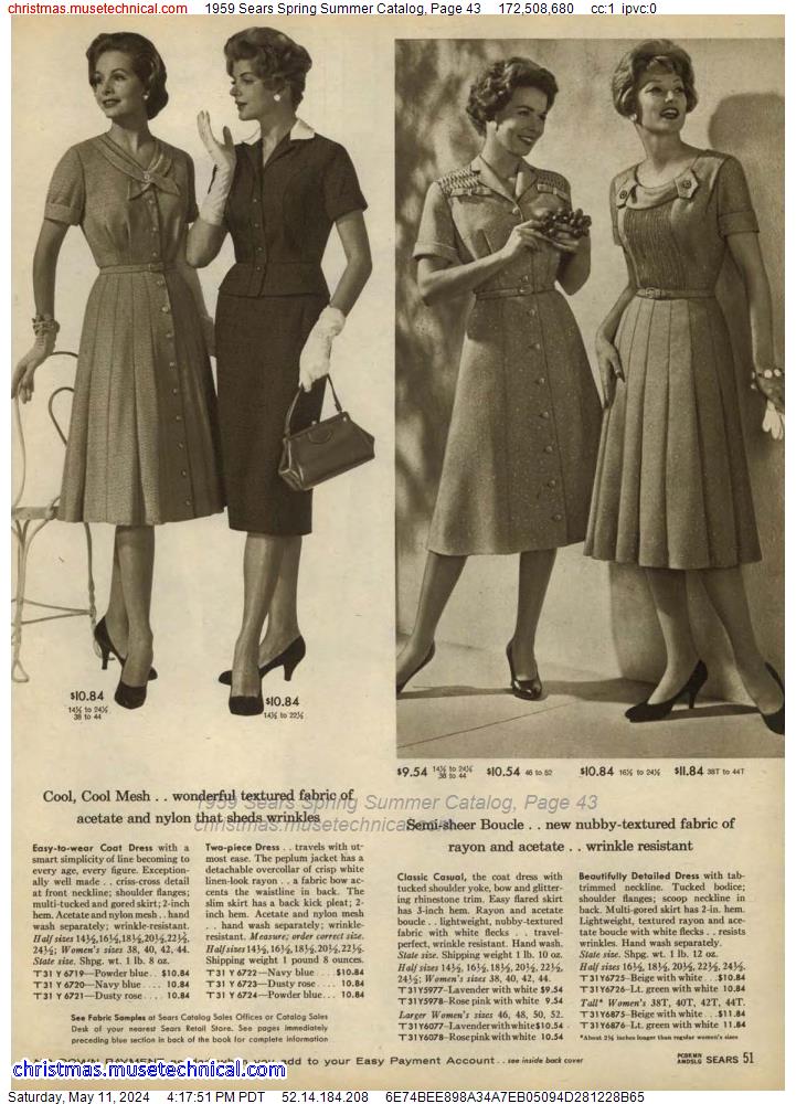 1959 Sears Spring Summer Catalog, Page 43