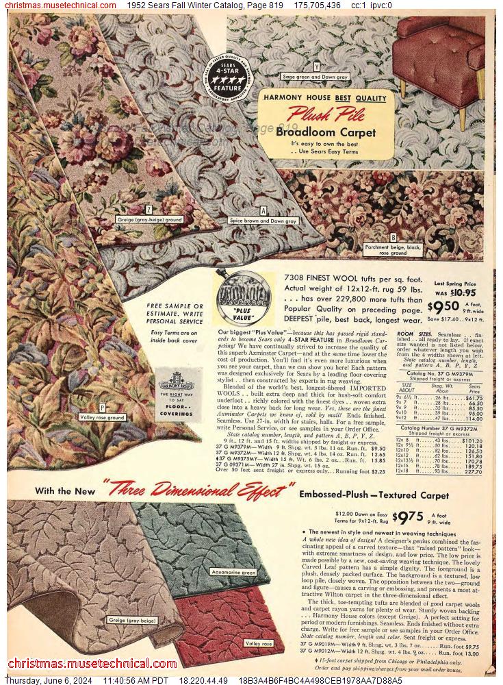 1952 Sears Fall Winter Catalog, Page 819