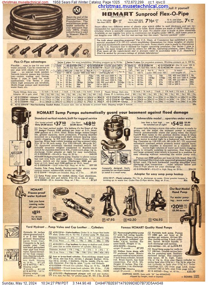 1958 Sears Fall Winter Catalog, Page 1325
