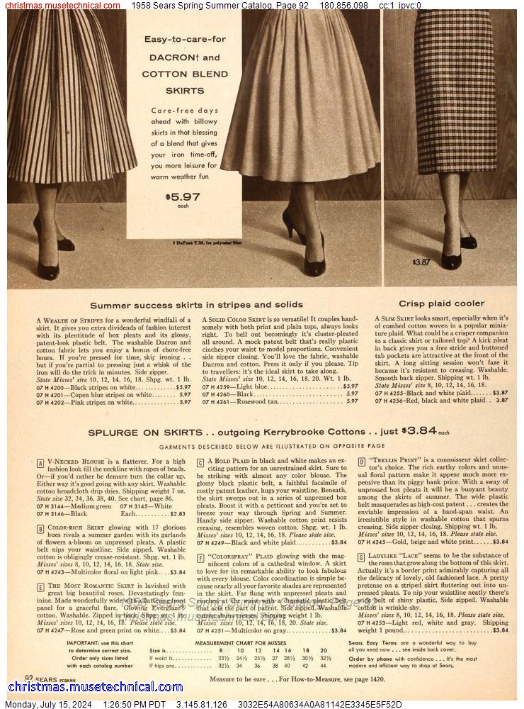 1958 Sears Spring Summer Catalog, Page 92