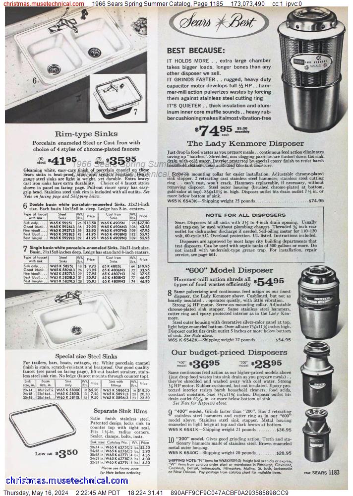 1966 Sears Spring Summer Catalog, Page 1185