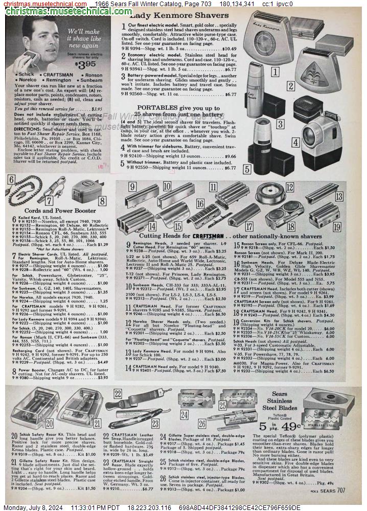 1966 Sears Fall Winter Catalog, Page 703