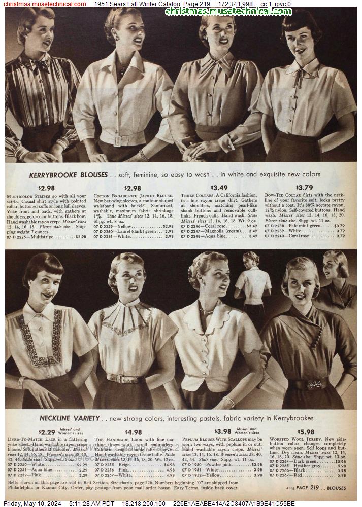 1951 Sears Fall Winter Catalog, Page 219