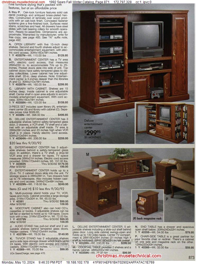 1992 Sears Fall Winter Catalog, Page 871