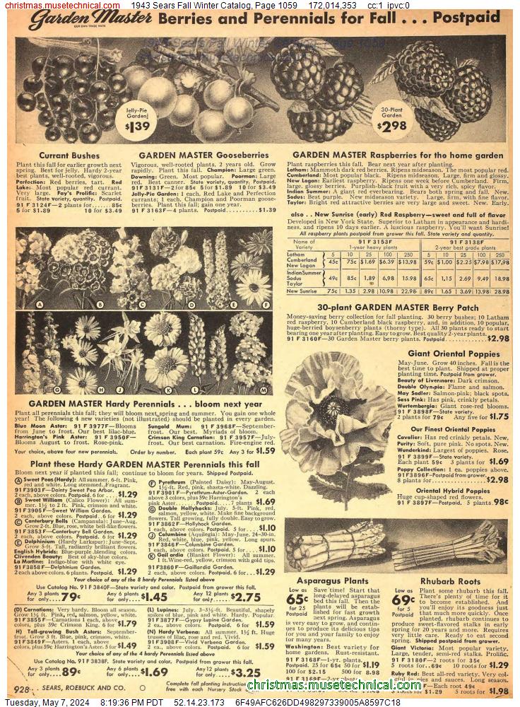 1943 Sears Fall Winter Catalog, Page 1059