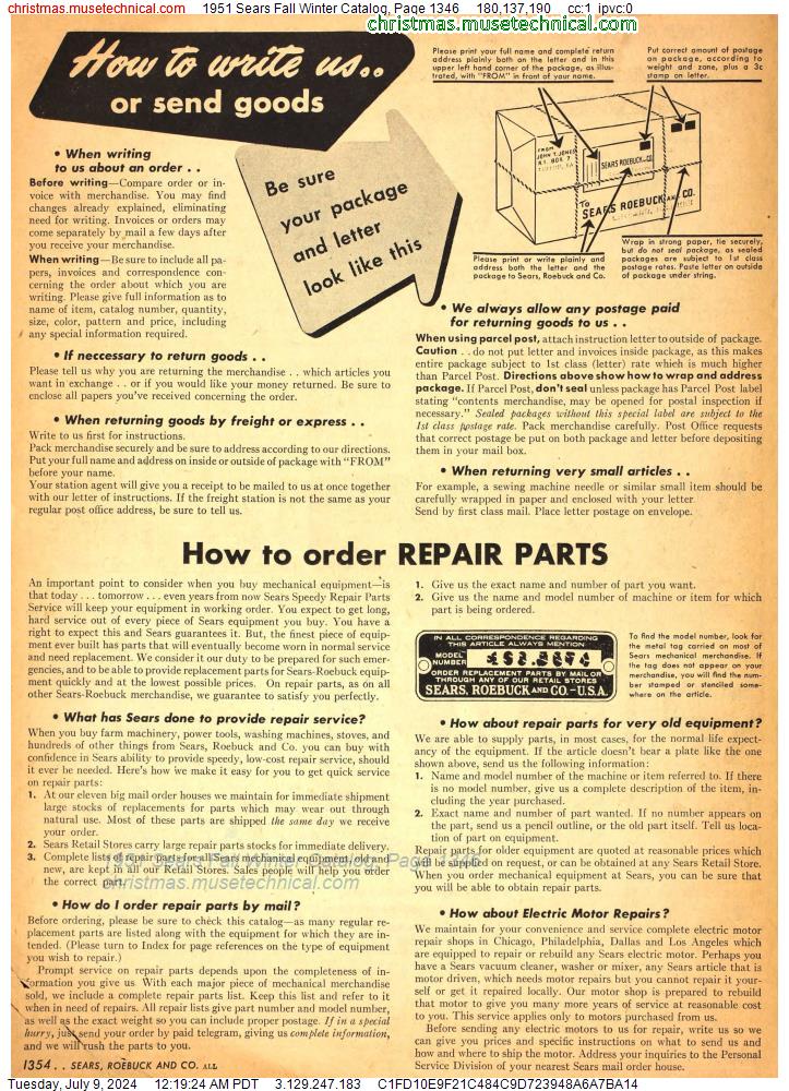 1951 Sears Fall Winter Catalog, Page 1346