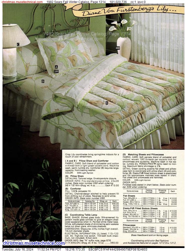 1982 Sears Fall Winter Catalog, Page 1314