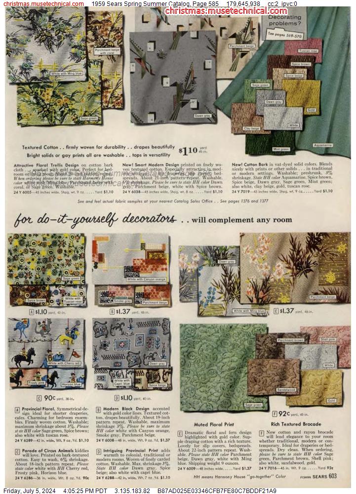 1959 Sears Spring Summer Catalog, Page 585
