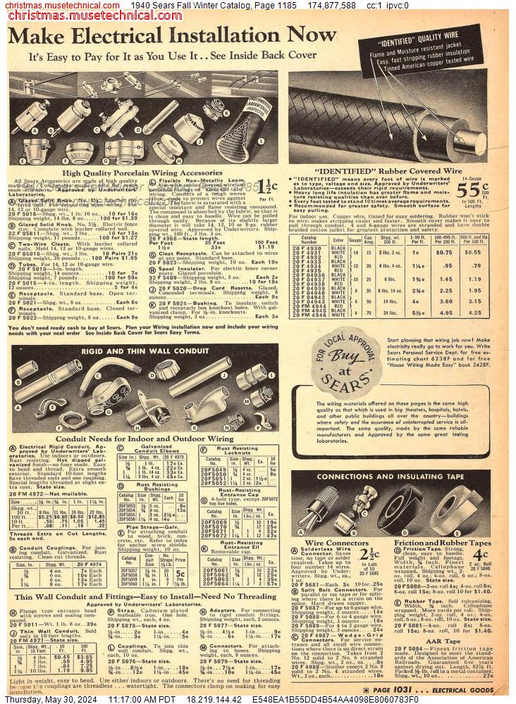 1940 Sears Fall Winter Catalog, Page 1185