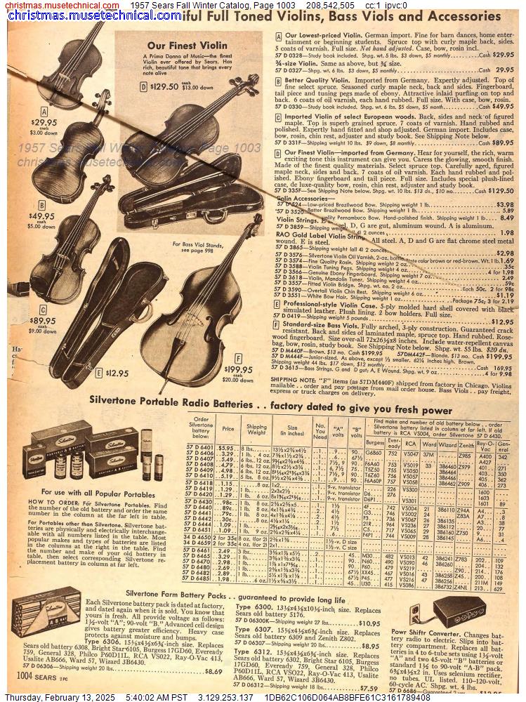 1957 Sears Fall Winter Catalog, Page 1003