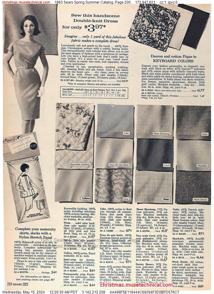 1963 Sears Spring Summer Catalog, Page 200