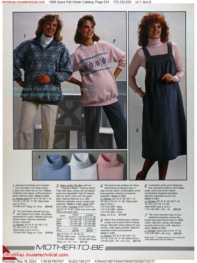 1986 Sears Fall Winter Catalog, Page 234