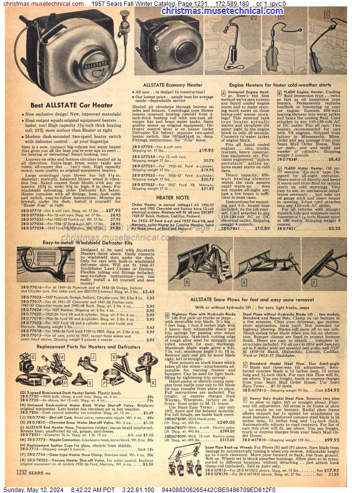 1957 Sears Fall Winter Catalog, Page 1231
