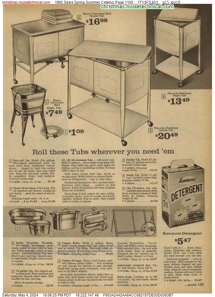 1962 Sears Spring Summer Catalog, Page 1155