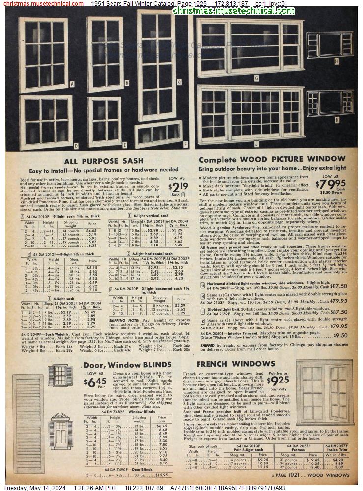 1951 Sears Fall Winter Catalog, Page 1025
