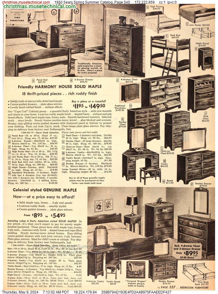 1950 Sears Spring Summer Catalog, Page 540