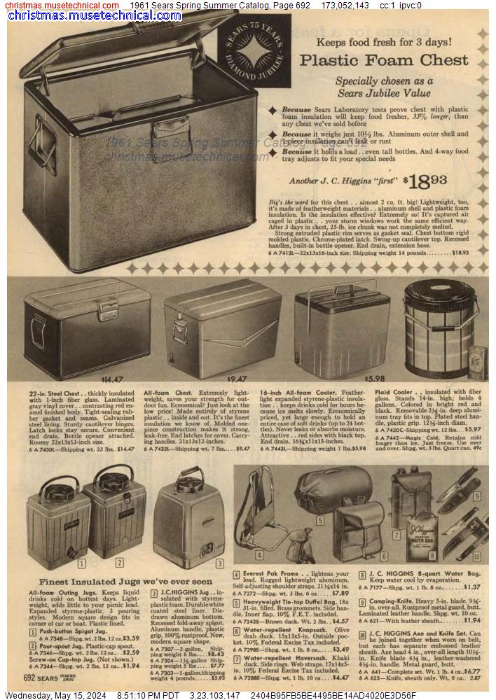 1961 Sears Spring Summer Catalog, Page 692