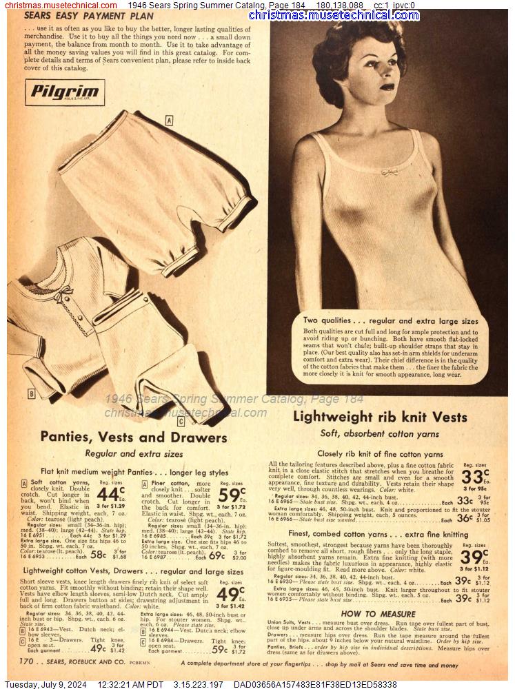 1946 Sears Spring Summer Catalog, Page 184