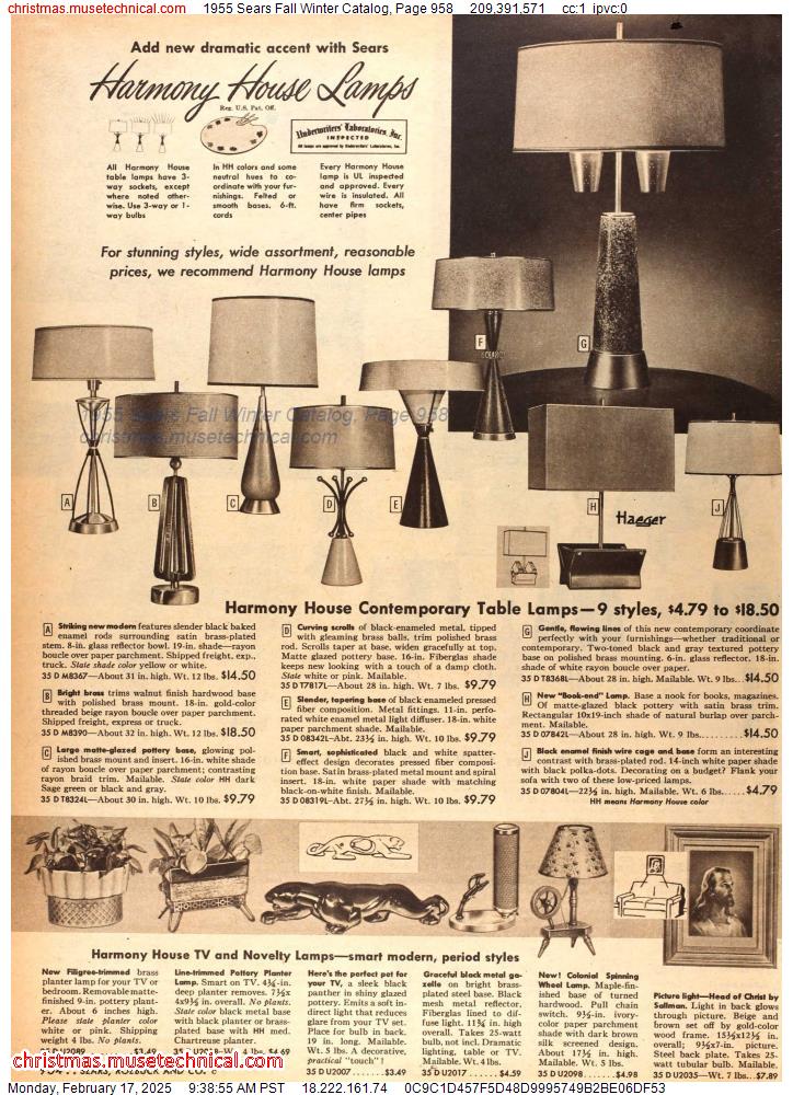 1955 Sears Fall Winter Catalog, Page 958