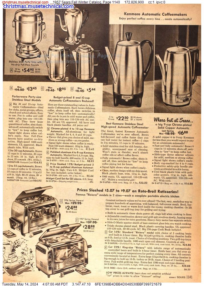 1957 Sears Fall Winter Catalog, Page 1140