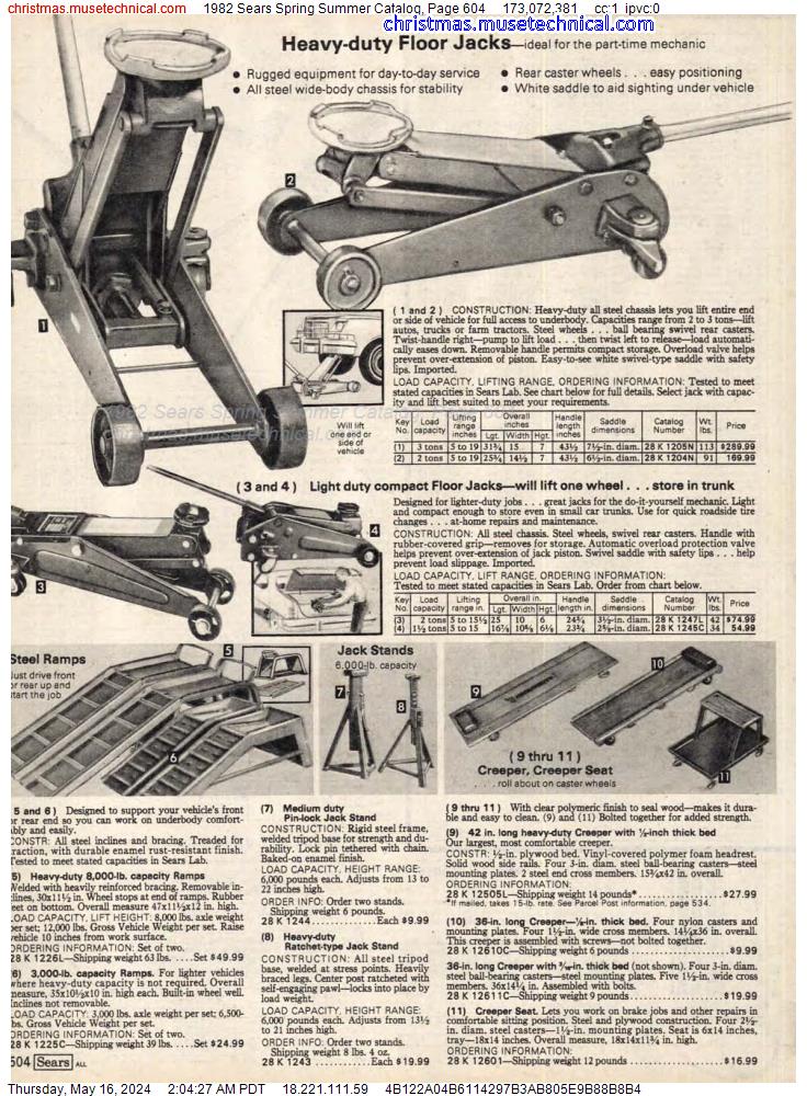 1982 Sears Spring Summer Catalog, Page 604