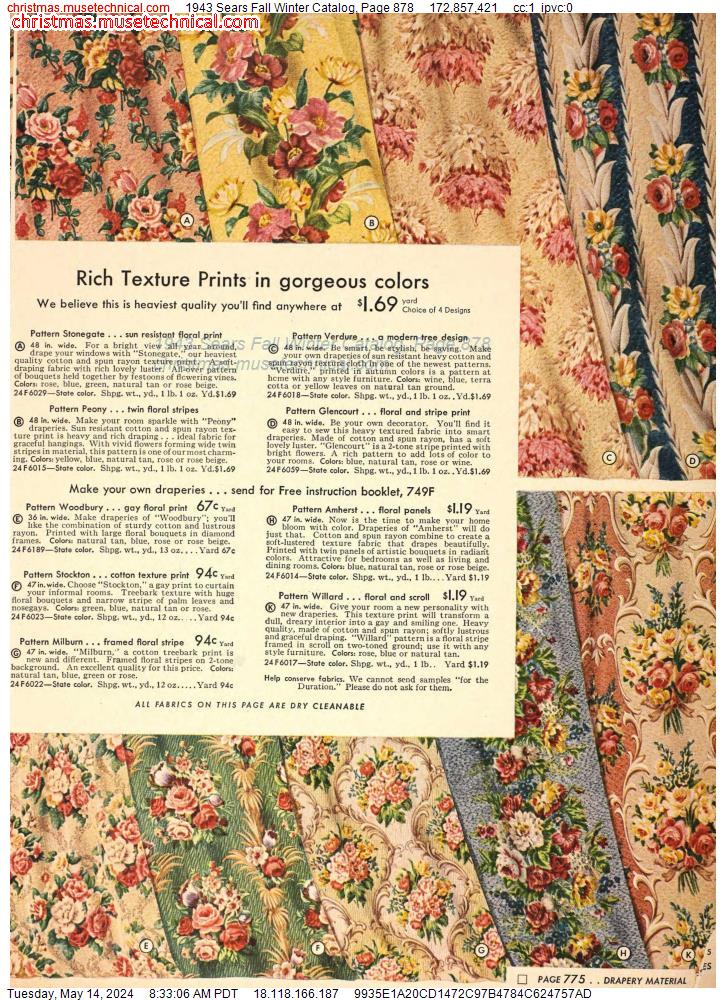 1943 Sears Fall Winter Catalog, Page 878