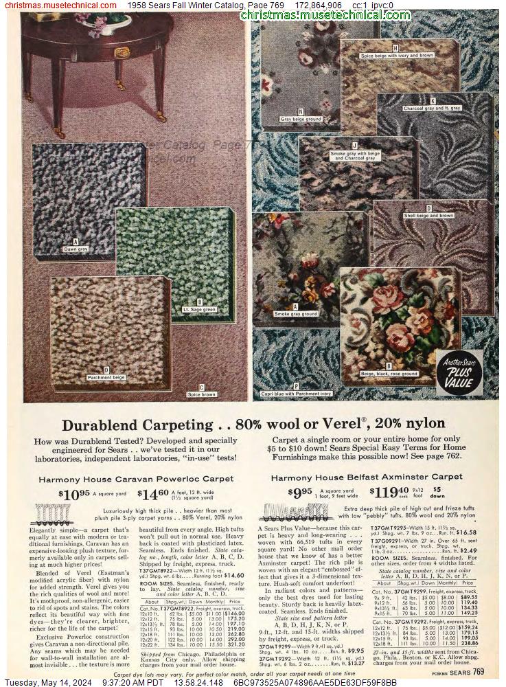 1958 Sears Fall Winter Catalog, Page 769