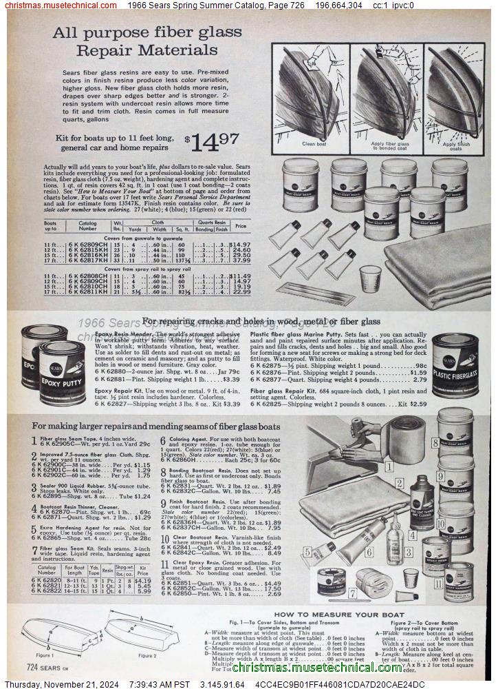 1966 Sears Spring Summer Catalog, Page 726