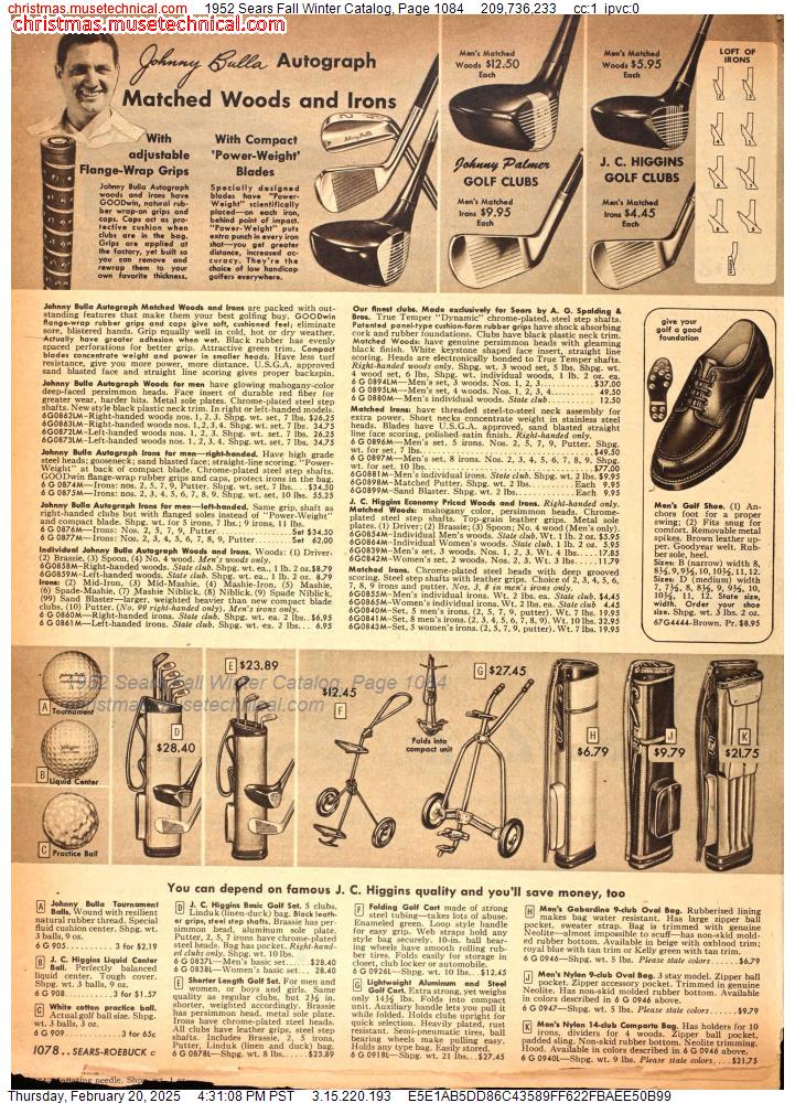 1952 Sears Fall Winter Catalog, Page 1084