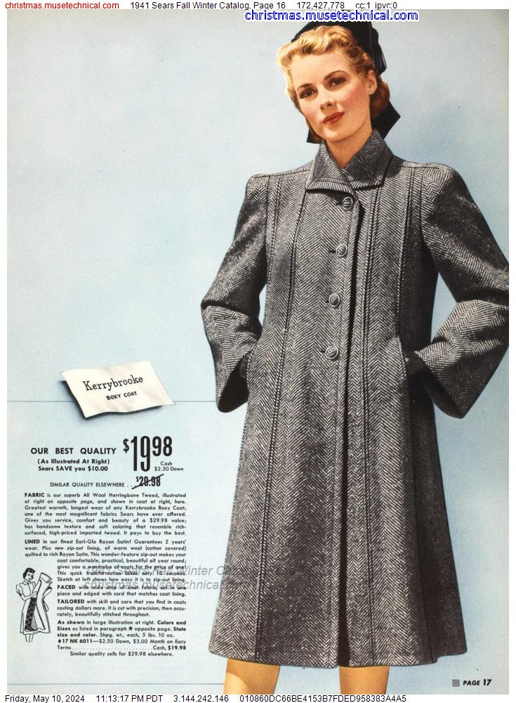 1941 Sears Fall Winter Catalog, Page 16
