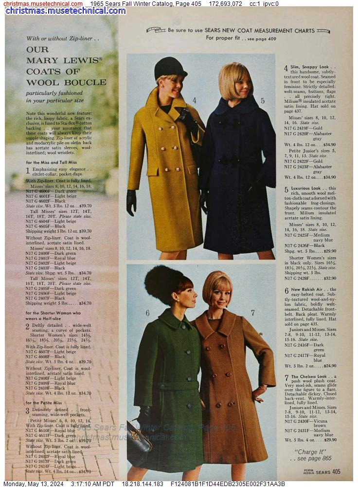 1965 Sears Fall Winter Catalog, Page 405