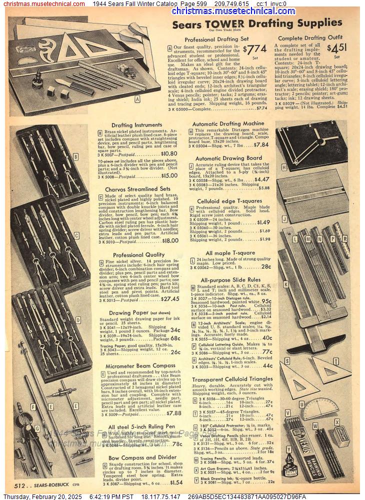 1944 Sears Fall Winter Catalog, Page 599