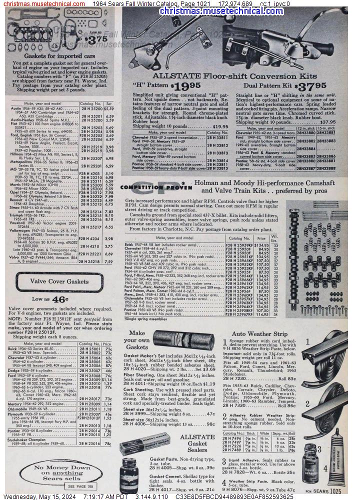 1964 Sears Fall Winter Catalog, Page 1021