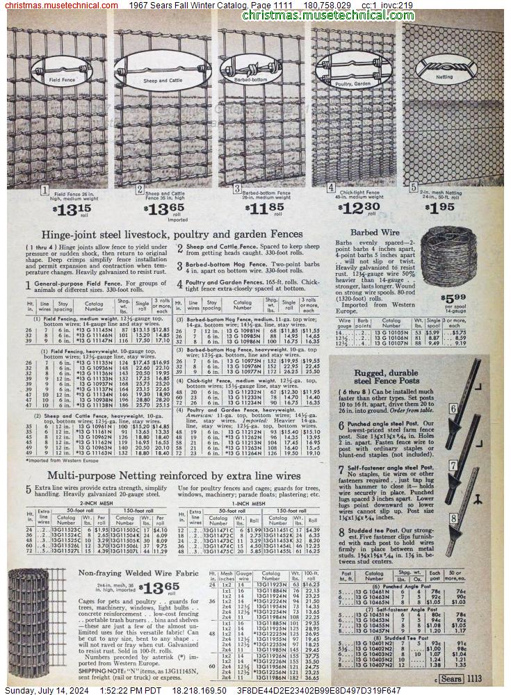 1967 Sears Fall Winter Catalog, Page 1111