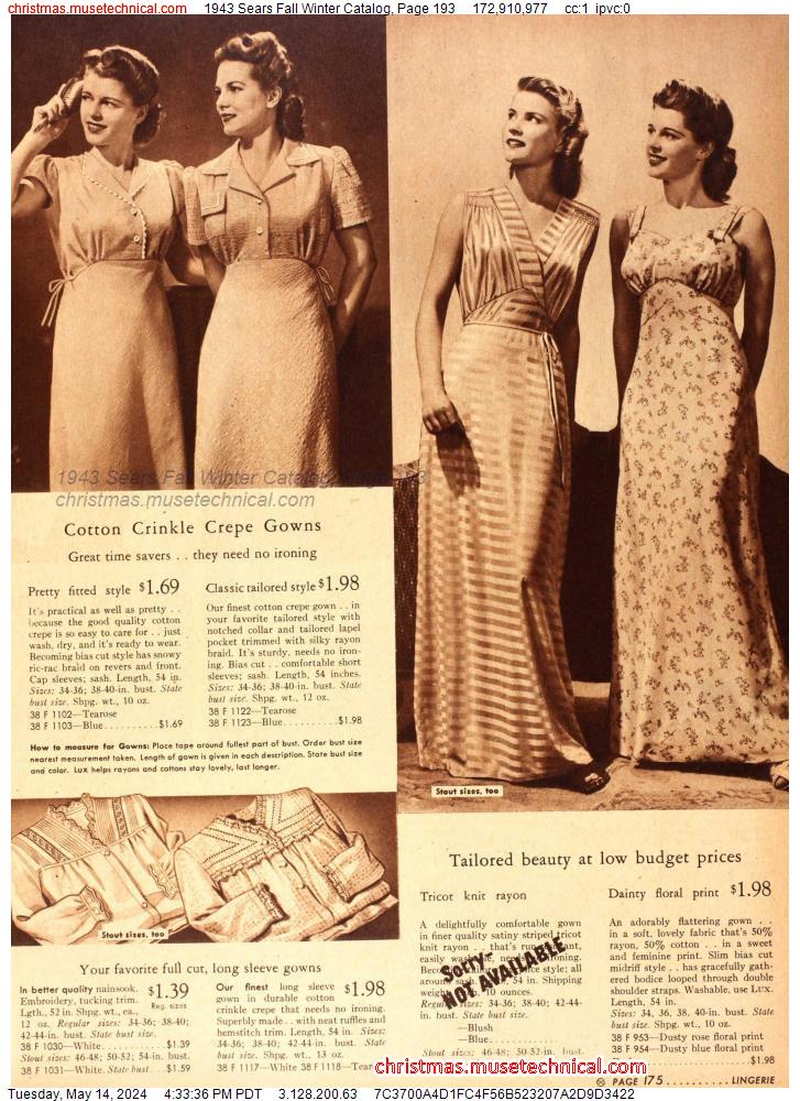 1943 Sears Fall Winter Catalog, Page 193