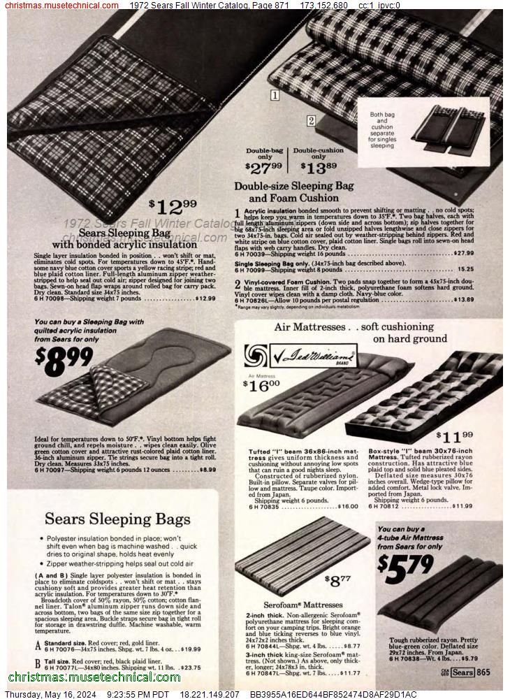 1972 Sears Fall Winter Catalog, Page 871
