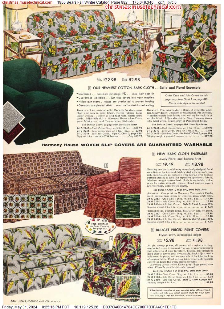 1956 Sears Fall Winter Catalog, Page 882
