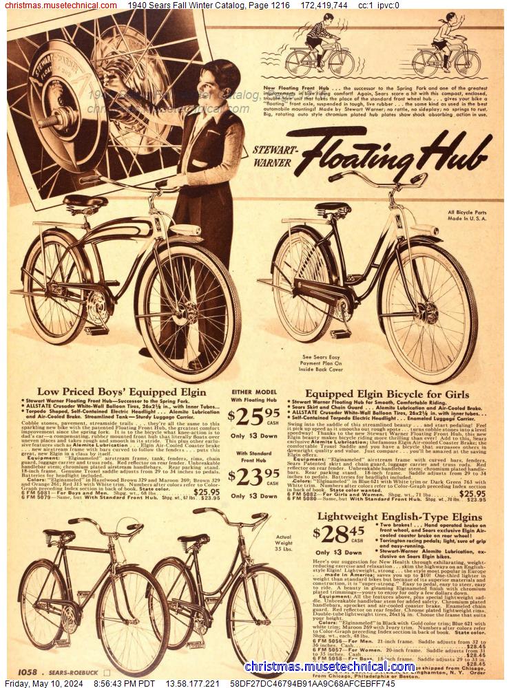 1940 Sears Fall Winter Catalog, Page 1216
