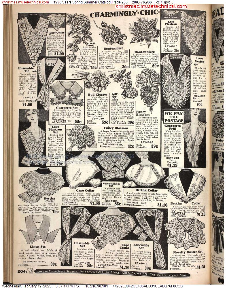 1930 Sears Spring Summer Catalog, Page 206