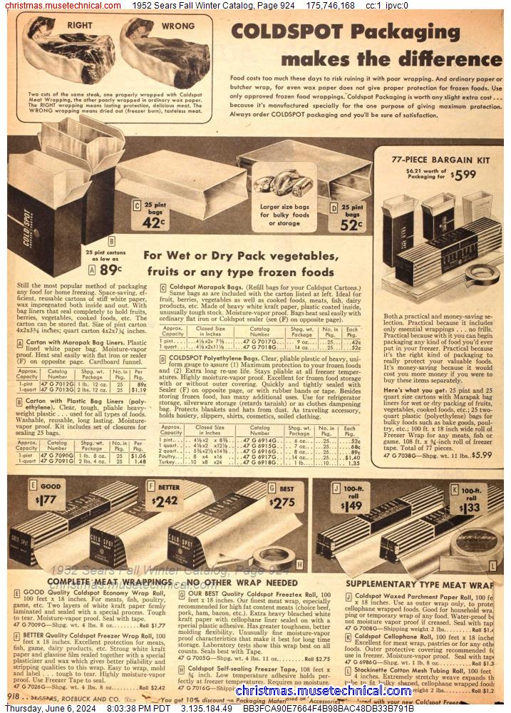 1952 Sears Fall Winter Catalog, Page 924