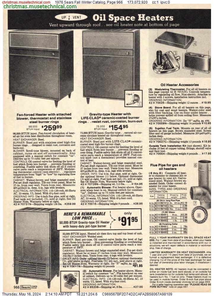 1976 Sears Fall Winter Catalog, Page 966