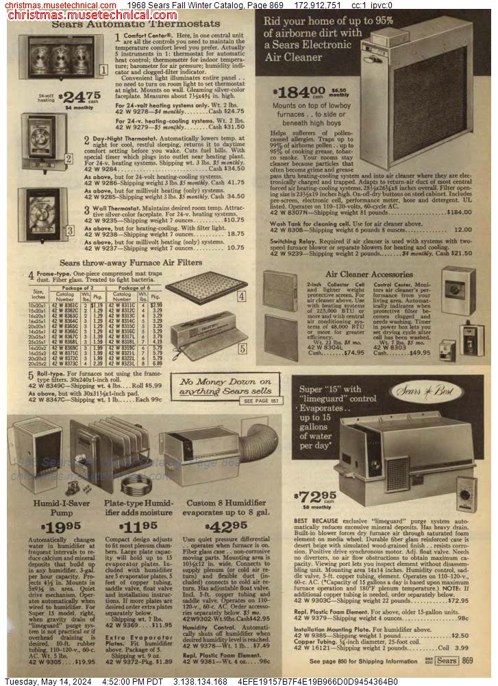 1968 Sears Fall Winter Catalog, Page 869